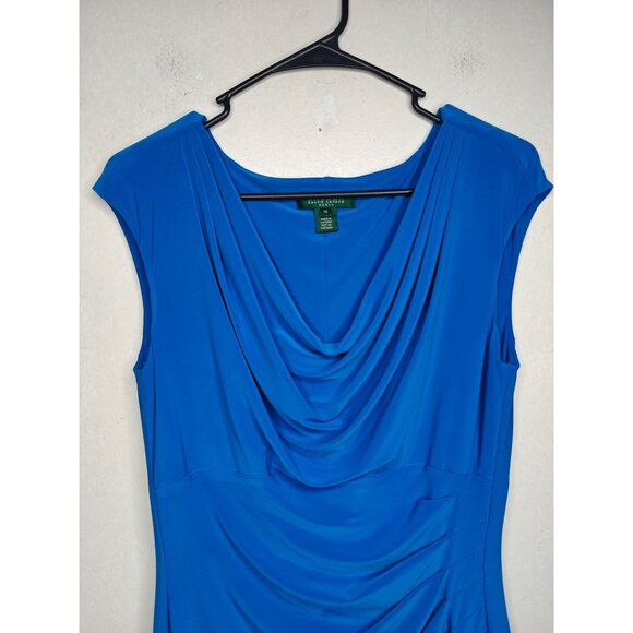 Lauren Ralph Lauren Womens Dress Cobalt Blue Cowl Neck Sleeveless Ruched Size 10 - Picture 5 of 9